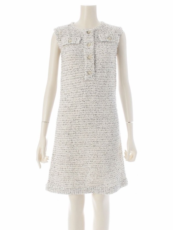 CHANEL Dresses & Skirts - CHANEL Seoul CC Buttons Lesage Tweed Dress / Size EU36